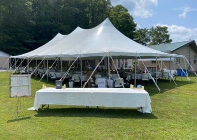 Outdoor wedding tent setup